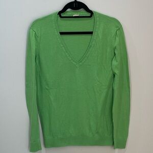 J. Crew Green Cotton V-Neck sweater